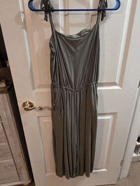 GAP Olive Green Wide-Leg Jumpsuit with Tie Straps